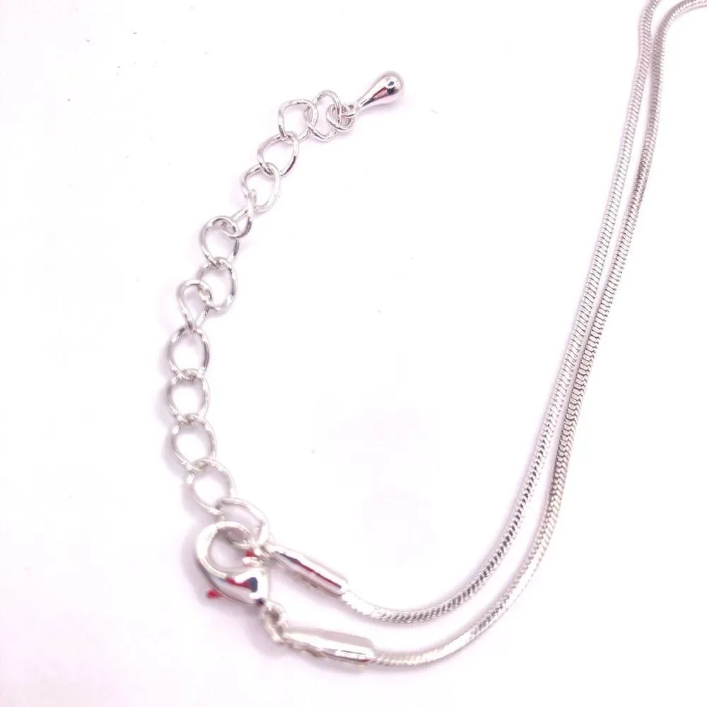 Statement Butterfly Necklace Silver Chain Rhinestone Butterfly Pendant Necklace